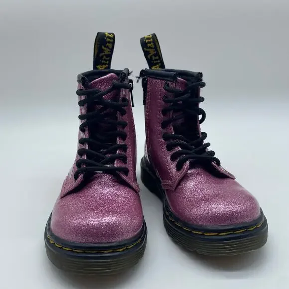 Dr. Martens Pink Sparkle Eye Glitter Ankle Boot Combat Boot Moto Toddler size 7 - Picture 2 of 9